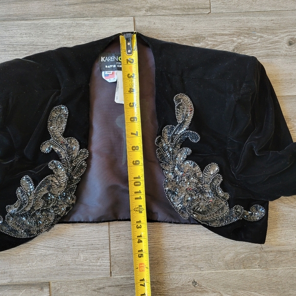Karen Okada for David Howard Black Velvet Cropped Bolero Jacket Vintage 80s - Picture 6 of 7